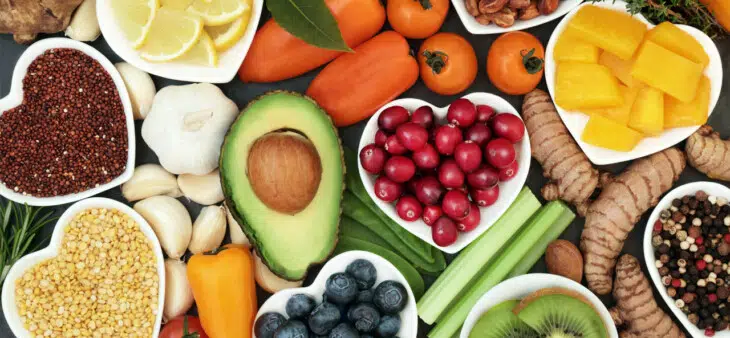 Healthy foods on table