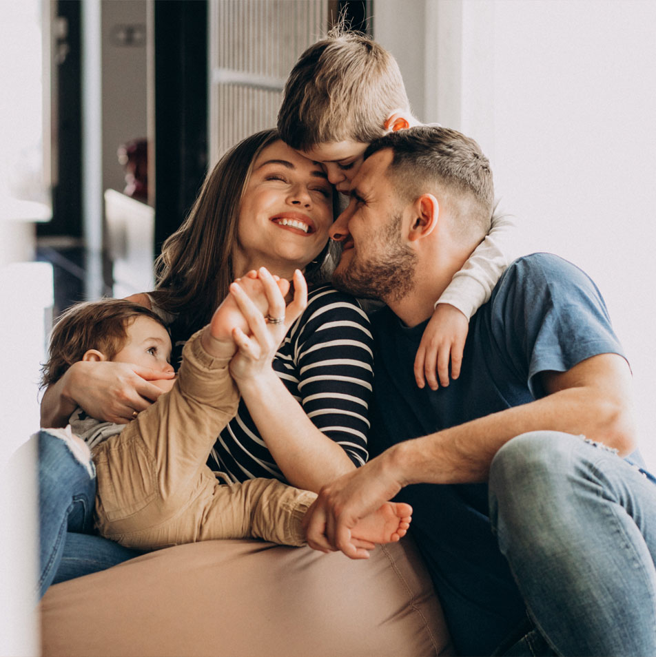 Happy family smiling together